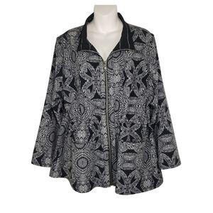 Chico’s Zenergy Blue UPF Reversible Medallion Lightweight Jacket Size 16/18